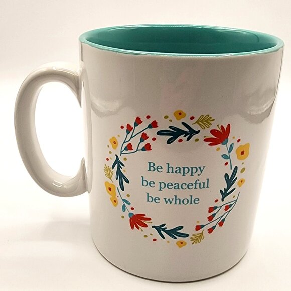 10 Strawberry Street Flowers "Be happy be peaceful be whole" Quote Holds 24oz. - Picture 1 of 8